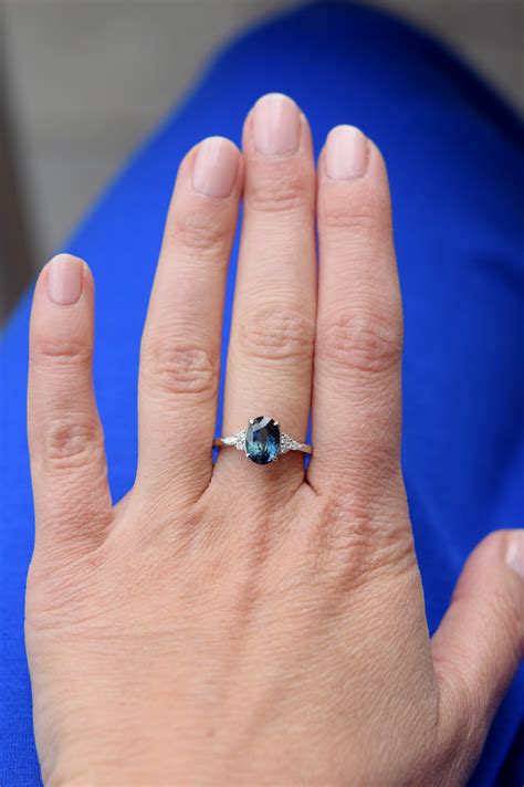 navy blue diamond engagement rings